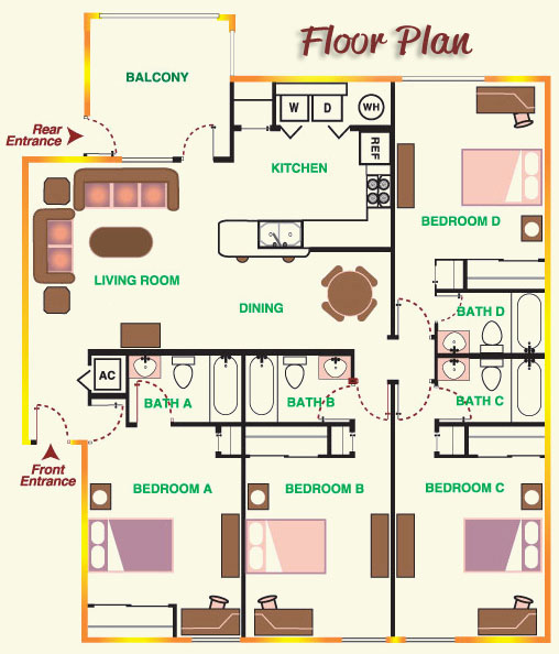  Furnished Floor Plan Rendering Apartments