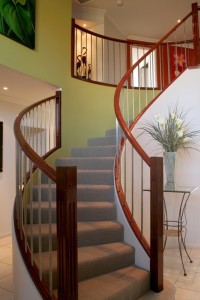 modern stair rails from wood and metal