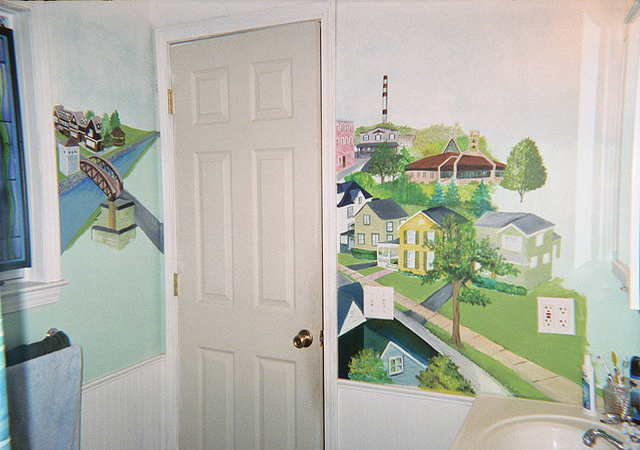 bathroom wall mural